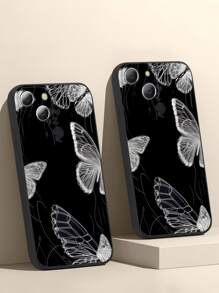 Butterfly Pattern Phone Case - Black and White - View 1