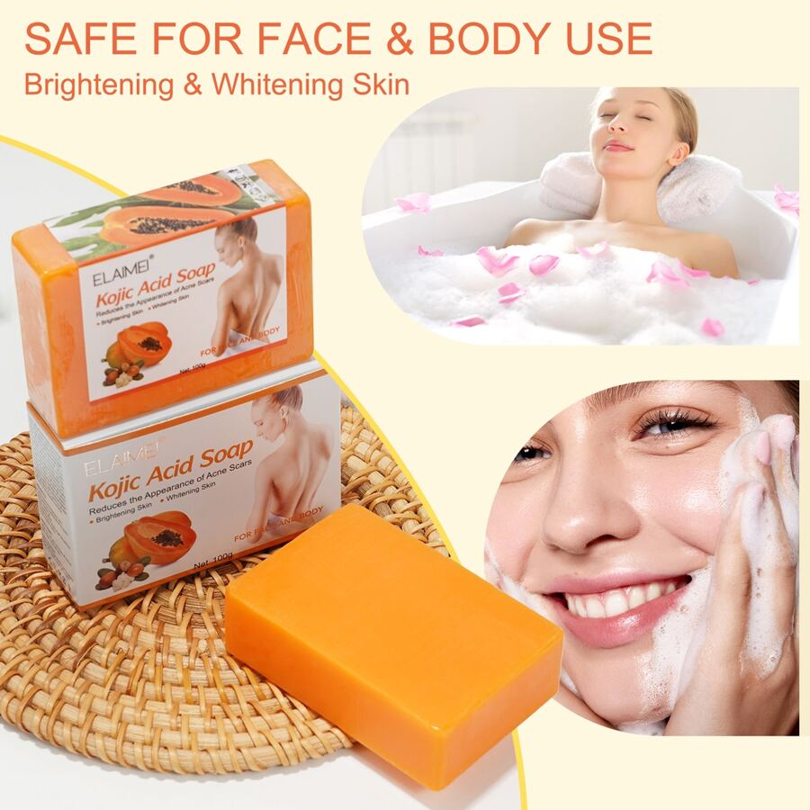 ELAIMEI Kojic Acid Soap for Face & Body 100g - Orange - View 1