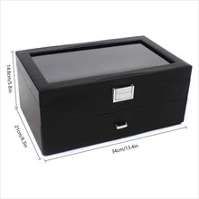 24 Slots Watch Storage Box Men Large Jewelry Display Case Organizer Holder Box - 黑色 - 查看 2
