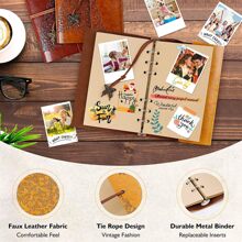 A7 Da Quyển sổ Nhật ký , Giấy kraft , Retro Xoắn ốc Ràng buộc Quyển sổ Có thể Nạp lại Sketchbook Du lịch Tạp chí Đến Viết In Với Trống , Quà lưu niệm , Thích hợp Như Món quà Dành cho Cô gái - Màu Đỏ Sâu - Xem 5