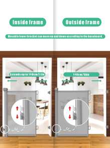1pc Gray Adjustable Child Safety Stair Gate, 140cm Baby Proof Gate - Grey - View 3
