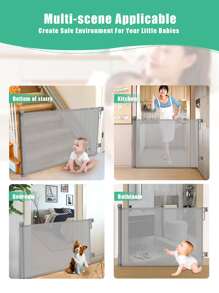 1pc Gray Adjustable Child Safety Stair Gate, 140cm Baby Proof Gate - Grey - View 7