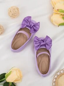 1 paire de chaussures plates bébé/bambin +coussin de massage, à nœud mignon, semelle souple antidérapante, convient pour le printemps/été/automne/hiver