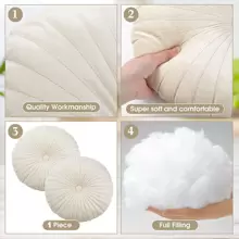 Rund sittdyna pumpa prydnadskuddar enfärgade - Vitt - Visa 3