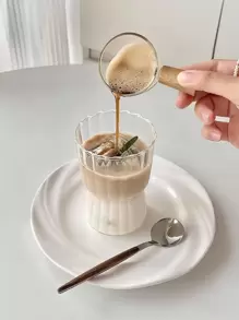 1pc Durable Borosilicate Glass Cup With Vertical Stripes And Tapered Shape, Perfect For Iced , Milk, Juice And Home Use - Clear - View 2