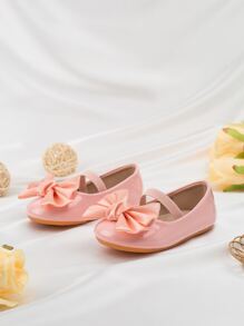 1 双可爱时尚蝴蝶结设计婴儿鞋，仿皮+按摩垫底，柔软防滑平底，适合春、夏、秋、冬 - 藕粉色 - 查看 4
