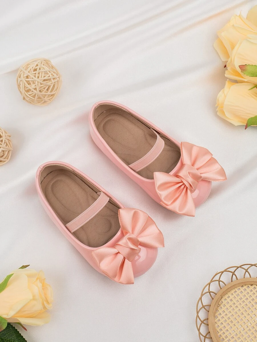 1 双可爱时尚蝴蝶结设计婴儿鞋，仿皮+按摩垫底，柔软防滑平底，适合春、夏、秋、冬 - 藕粉色 - 查看 1