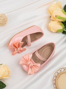 1 双可爱时尚蝴蝶结设计婴儿鞋，仿皮+按摩垫底，柔软防滑平底，适合春、夏、秋、冬 - 藕粉色 - 查看 5