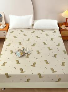 1入組卡通恐龍印花床墊套 - 米色 - 查看 1