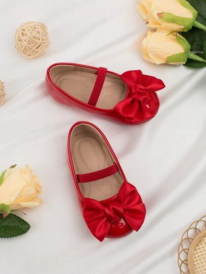 1 Pair Cute Bow Design Soft Bottom Non-Slip Flat Baby Prewalker Shoes, Suitable For Spring, Summer, Autumn And Winter