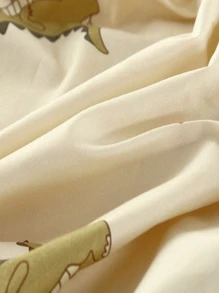 1入組卡通恐龍印花床墊套 - 米色 - 查看 3