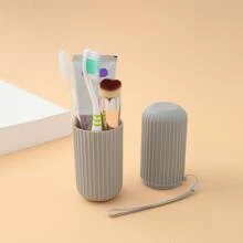 1入實色旅行牙膏牙刷保護盒，旅行野營收納盒，男女適用，適用於醫院，商務旅行，旅行必備品，旅行組織者，適用於海灘，暑假，開學季