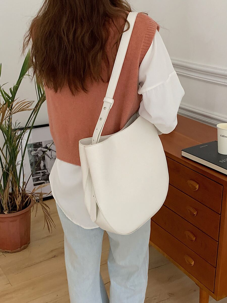 New Arrival Large Capacity Simple Fashionable Barrel Bag - White - View 1