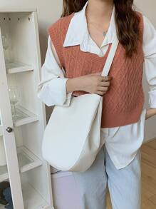 New Arrival Large Capacity Simple Fashionable Barrel Bag - White - View 2