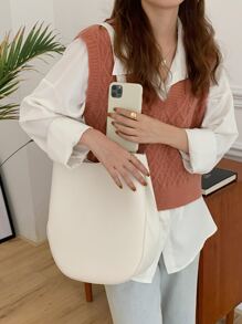 New Arrival Large Capacity Simple Fashionable Barrel Bag - White - View 4