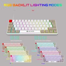 Mechanical Gaming Keyboard, Blue Switches, RGB Backlit Compact Mechanical Keyboard, PBT Dye-Sub XDA Keycaps, 62-Key Anti-Ghosting Mini Keyboard, for Win/Mac/PS4/PC - 白色 - 查看 4