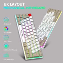 Mechanical Gaming Keyboard, Blue Switches, RGB Backlit Compact Mechanical Keyboard, PBT Dye-Sub XDA Keycaps, 62-Key Anti-Ghosting Mini Keyboard, for Win/Mac/PS4/PC - 白色 - 查看 3