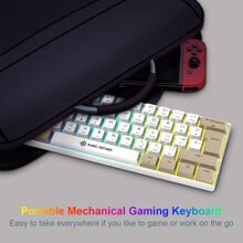 Mechanical Gaming Keyboard, Blue Switches, RGB Backlit Compact Mechanical Keyboard, PBT Dye-Sub XDA Keycaps, 62-Key Anti-Ghosting Mini Keyboard, for Win/Mac/PS4/PC - 白色 - 查看 5