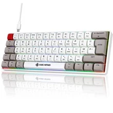 Mechanical Gaming Keyboard, Blue Switches, RGB Backlit Compact Mechanical Keyboard, PBT Dye-Sub XDA Keycaps, 62-Key Anti-Ghosting Mini Keyboard, for Win/Mac/PS4/PC - 白色 - 查看 1