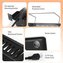 750W/1500W Wall Mounted Patio Heater w/ Remote Control & Adjustable Angle - màu đen - Xem 9