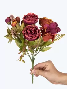 1 件/3 件人造牡丹花丝绸绣球花秋季装饰家居装饰配件情人节花瓶婚礼花束花园玫瑰拱门客厅装饰新年装饰观赏花盆，情人节，礼物 - 亮橙色 - 查看 3