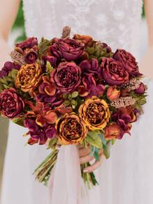 1 件/3 件人造牡丹花丝绸绣球花秋季装饰家居装饰配件情人节花瓶婚礼花束花园玫瑰拱门客厅装饰新年装饰观赏花盆，情人节，礼物 - 亮橙色 - 查看 6