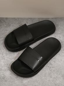 Dép đế bằng thoải mái, màu trơn dành cho nữ, thích hợp cho các hoạt động ngoài trời, ở nhà, đi nghỉ, đi tắm, dép hở mũi - màu đen - Xem 1