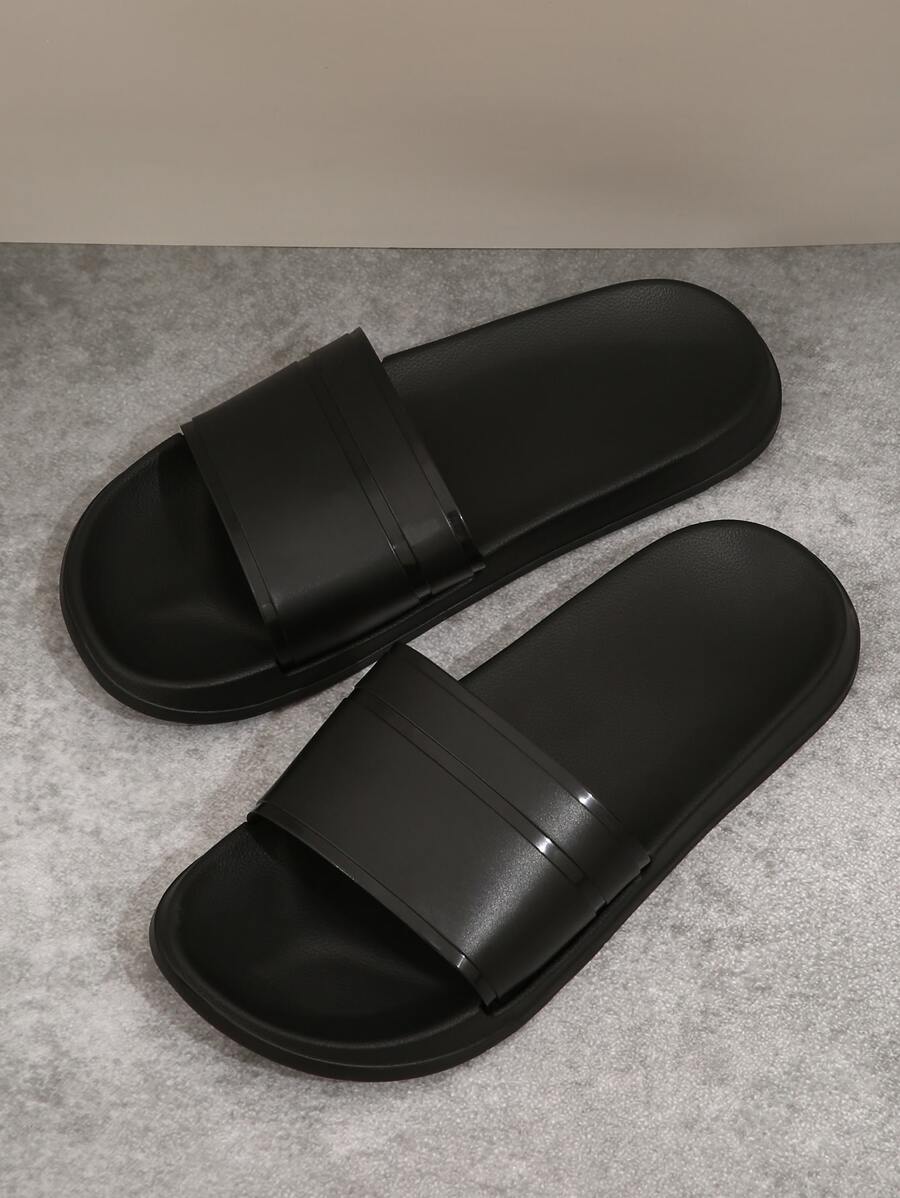 Dép đế bằng thoải mái, màu trơn dành cho nữ, thích hợp cho các hoạt động ngoài trời, ở nhà, đi nghỉ, đi tắm, dép hở mũi - màu đen - Xem 1