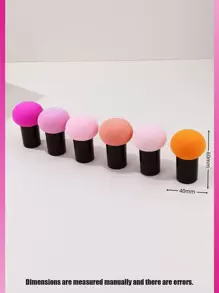 baopinger 3PCS/5PCS/6PCS 多色蘑菇头（荧光玫红色、粉色、深粉色）化妆海绵头粉扑绿色节日小妖精 - 彩色 - 查看 6