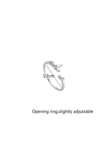 1pc Luxurious & Elegant Mori Style Delicate Butterfly & Cube Design Cubic Zirconia Ring