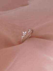 1pc Luxurious & Elegant Mori Style Delicate Butterfly & Cube Design Cubic Zirconia Ring