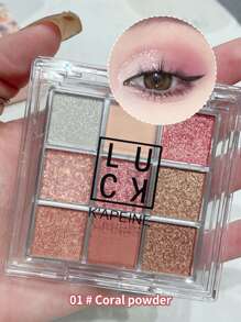 K'APEINE Paleta de Sombras com 9 Cores Fosca, Brilhante e Glitter Fino que Brilha Após Aplicação, de Longa Duração, À Prova d'Água, Não Desbota, Adequada para Uso Diário e Transporte, Paleta de Maquiagem Conveniente e Compacta - Multicolorido - Visão 1