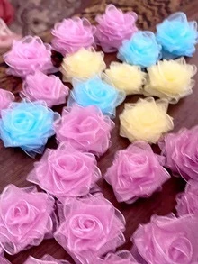 2cm半透明歐根紗緞帶帶蝴蝶結裝飾用品適用於頭髮配飾,蛋糕裝飾,