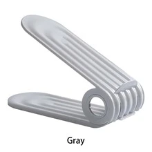 2入組簡約風格可折疊鞋架塑膠雙層可調節鞋收納 - 灰色 - 查看 7