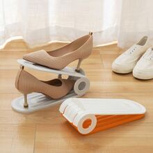 2入組簡約風格可折疊鞋架塑膠雙層可調節鞋收納 - 灰色 - 查看 3