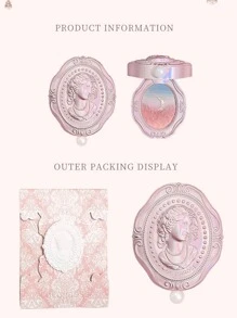 COLORROSE Pó Blush de Brilho Natural, Blush Matte, Leve e Suave, Alta Pigmentação, Fácil de Misturar, Com Espelho, Paleta de Blush Contorno e Iluminador, Paleta de Sombras, Cosméticos de Maquiagem Facial - 786 rosa azul (blush) - Visão 5