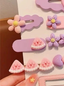 8件简约发夹套装（无卡包装） - 彩色 - 查看 2