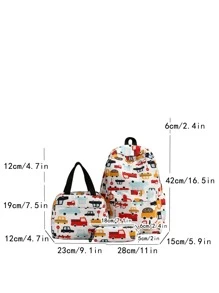3pcs Set School Bags For Girls Schoolbag Large Capacity Boys Printing School Backpack Set Rucksack Bagpack Kids Cute Book Bags - Multicolor - View 2