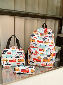 3pcs Set School Bags For Girls Schoolbag Large Capacity Boys Printing School Backpack Set Rucksack Bagpack Kids Cute Book Bags - Multicolor - View 4