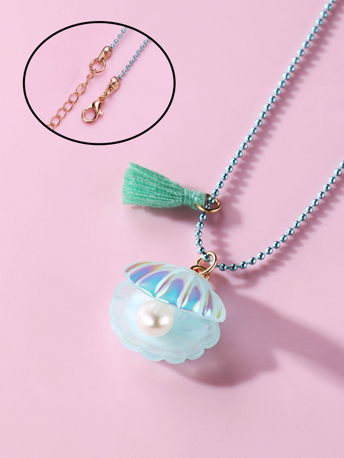1pc Cute Resin Shell Tassel Pendant Necklace For Toddler Girls' Daily Wear - Multicolor - View 1