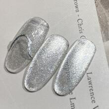 10ml Reflective Glitter Cat Eye Gel Nail Polish, Sparkling Diamond Gel Nail Polish, Magnetic Gel Polish, Shiny Varnish Soak Off UV LED - Silver - View 5
