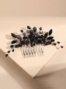 Pearl & Crystal Bridal Hair Comb With Rhinestone Flowers, Vintage Hair Accessory For Wedding, Party Street Valentine's Day Accessories