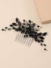 Pearl & Crystal Bridal Hair Comb With Rhinestone Flowers, Vintage Hair Accessory For Wedding, Party Street Valentine's Day Accessories