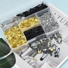 550 枚别针（金色、银色、黑色）2 种尺寸镀镍别针，适用于工艺品、别针、缝纫、紧固、固定服装、手工艺和家居使用 - 彩色 - 查看 4