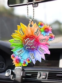 1pc Sunflower Design PMMA Portable Car Interior Hanging Ornament - Multicolor - View 1