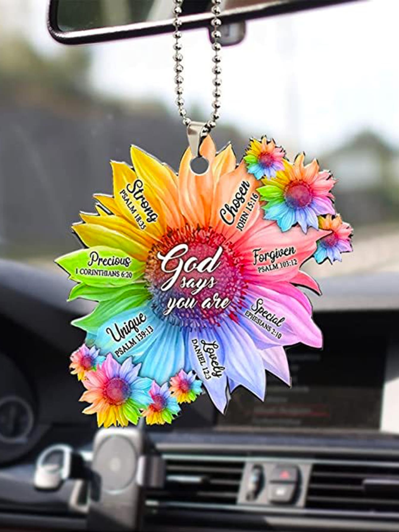 1pc Sunflower Design PMMA Portable Car Interior Hanging Ornament - Multicolor - View 1