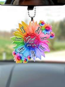 1pc Sunflower Design PMMA Portable Car Interior Hanging Ornament - Multicolor - View 2