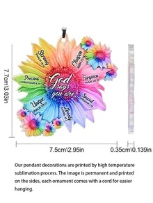 1pc Sunflower Design PMMA Portable Car Interior Hanging Ornament - Multicolor - View 6