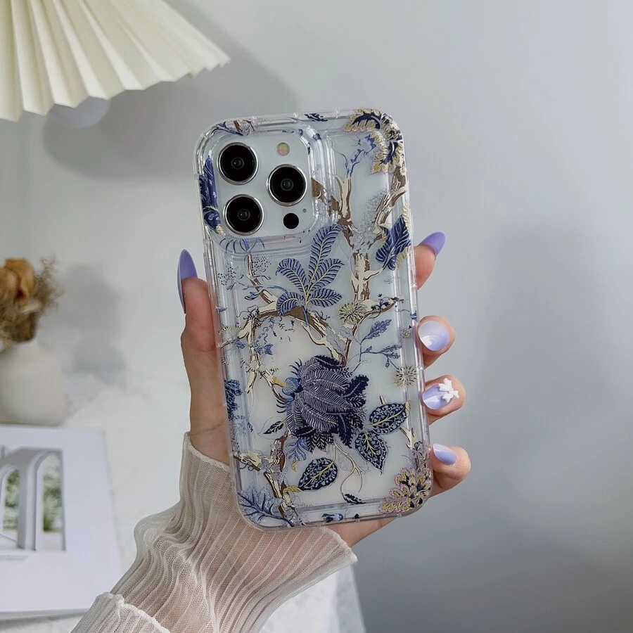 苹果花卉图案手机壳，国际版，非国内版