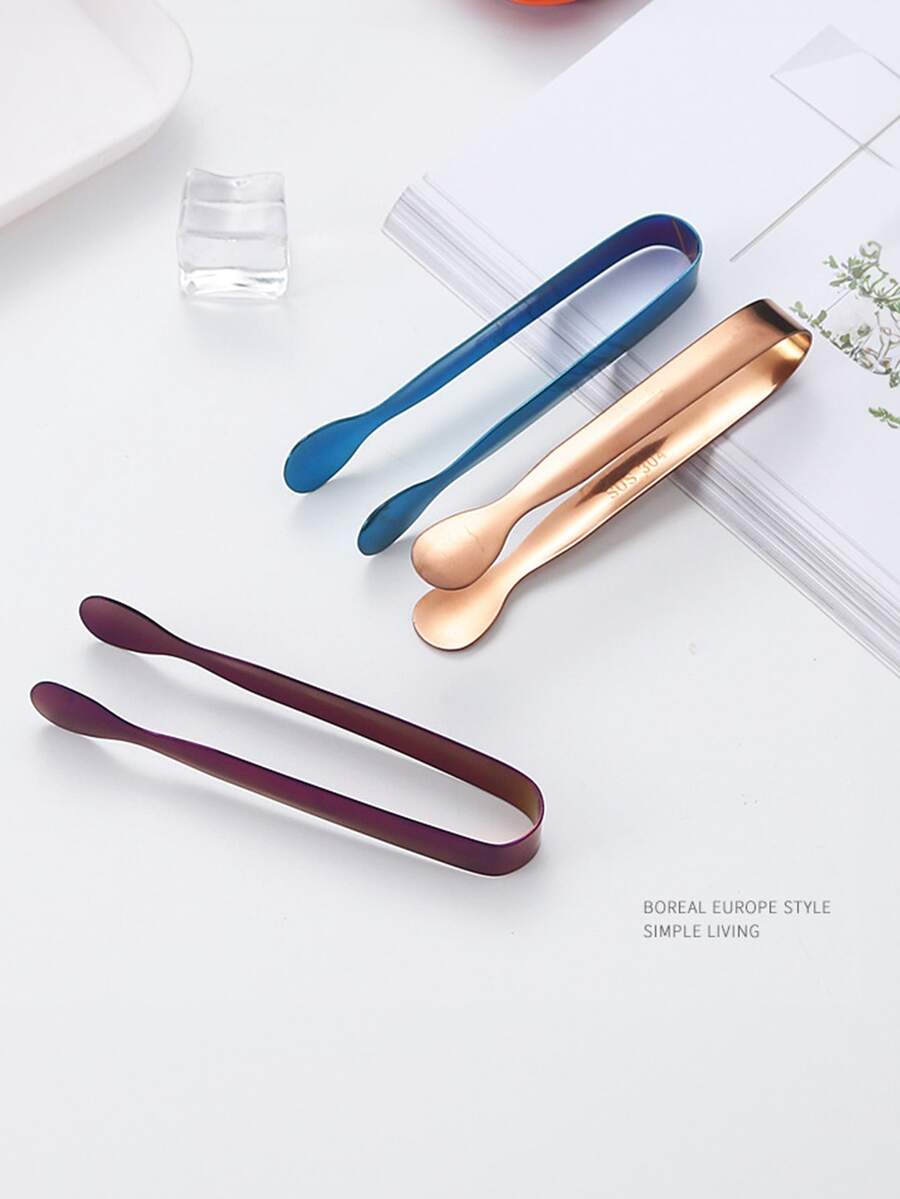 1入組金屬質感不銹鋼鉗子,簡約風耐用金色冰夹適用於家庭 - 金色 - 查看 1